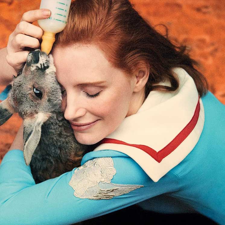 Porter Magazine, Jessica Chastain, kangaroo joey